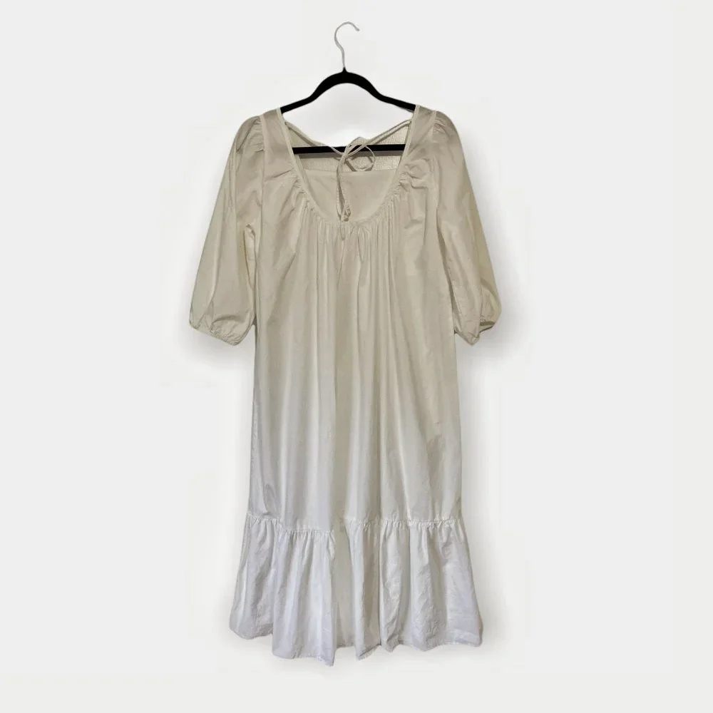 OAK + FORT 6308 Puff Sleeve White Midi Dress Size XS - Picture 8 of 9
